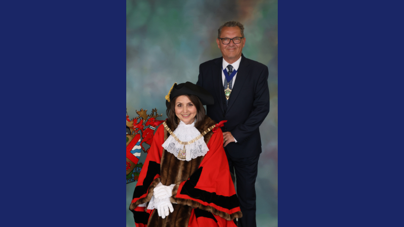 Mayor Cllr Sue Gower MBE JP and her Consort, Mr Darren Tobin