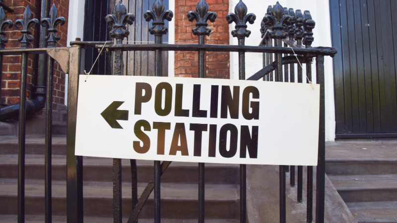 Image of the outside of a polling station