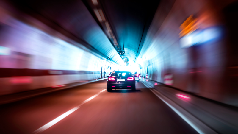 Image shows cars in a tunnel