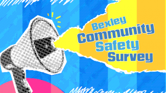 Image of a megaphone announcing the Community Safety survey