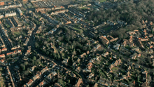 An aerial view of a city